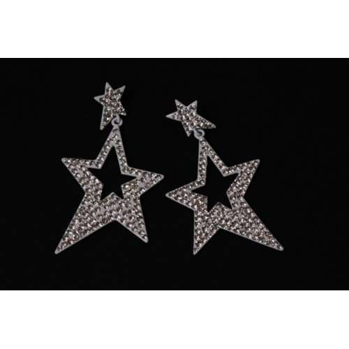 BEAUTIFUL WHITE/SILVER STAR STYLE Crystal EARRINGS - Asian Party Wear