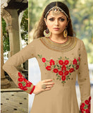 2301-A BEIGE NITYA SLIT STYLE LONG ANARKALI DRESS - Asian Party Wear