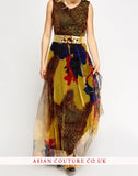 Belted Contrast Maxi Dress Available In 3 Colours - Asian Party Wear