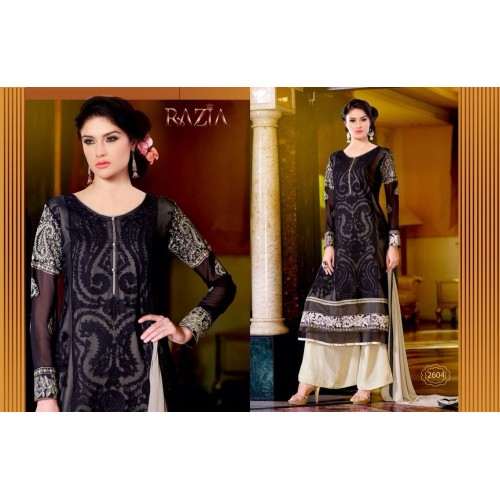 BLACK AND CREAM COLOUR MARIA B STYLE PAKISTANI SALWAR KAMEEZ SUIT - Asian Party Wear