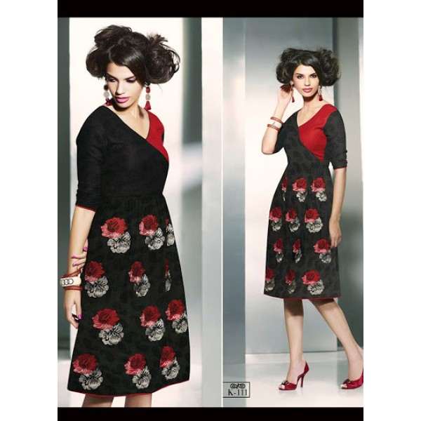 Black and Red ETHEREAL PASHMINA Winter Wear Indian Design Kurti - Asian Party Wear