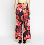 Black Floral Wide Leg Trousers - Asian Party Wear