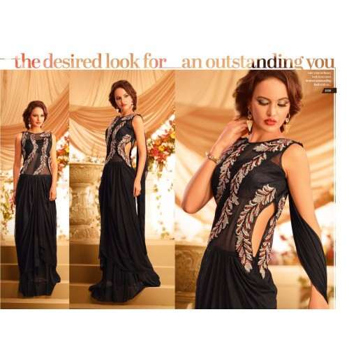 Black GOWNS 2 WEDDING WEAR HEAVY EMBROIDERED GOWN - Asian Party Wear