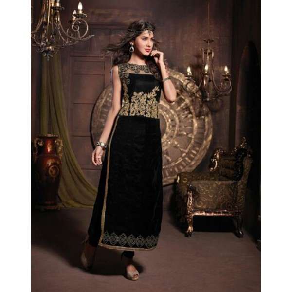 Black MASKEEN BY MAISHA DETAILED EMBROIDERED WINTER WEAR DESIGNER SUIT ( Replica) - Asian Party Wear