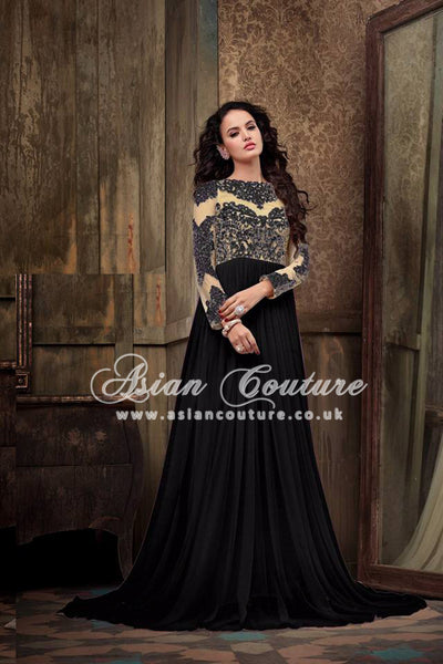 Black Maskeen Maisha Crush Anarkali Grown (Ma2209) ( REPLICA ) - Asian Party Wear