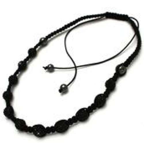 BLACK THREADED CRYSTAL BALLS NECKLACE - Asian Party Wear