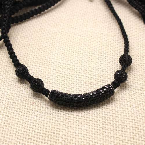 BLACK TUBE CRYSTAL NECKLACE - Asian Party Wear