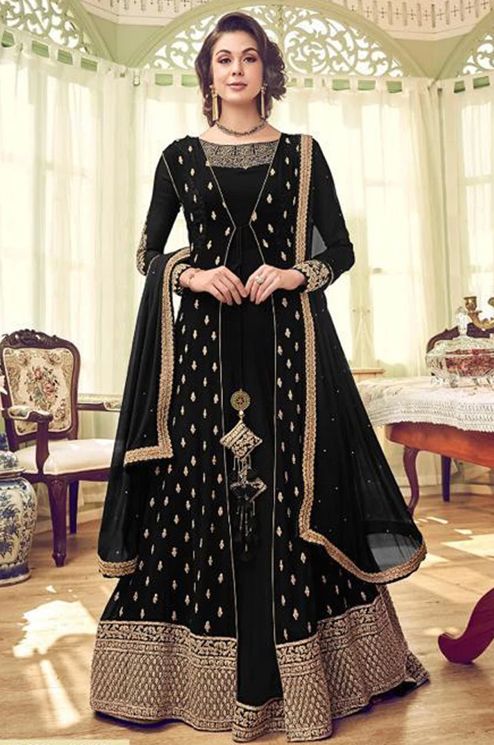 BLACK INDIAN PAKISTANI EVENING PARTY WEAR DRESS