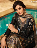 Black Banarasi Jacquard Indian Designer Party Suit Dress (2weeks delivery) - Asian Party Wear