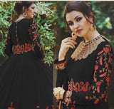 BLACK FLORAL EMBROIDERED EVENING AND WEDDING WEAR GOWN - Asian Party Wear