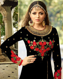 2301-D BLACK NITYA SLIT STYLE LONG ANARKALI DRESS - Asian Party Wear