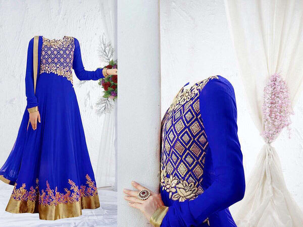 Blue Anakari Party Wedding Wear Dress - Asian Party Wear