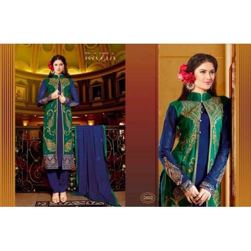 BLUE AND GREEN MARIA B STYLE PAKISTANI SUIT - Asian Party Wear