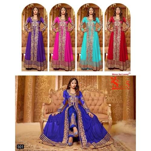 Blue BEAUTY FLOOR LENGTH DESIGNER WEAR DRESS - Asian Party Wear