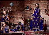 BLUE DIMPY VELVET DESIGNER WINTER SUIT - Asian Party Wear