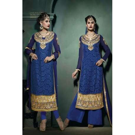 Blue Lilly Fiona Long Length Party Wear Salwar Kameez - Asian Party Wear