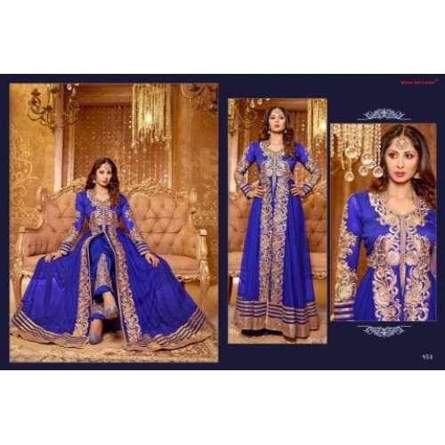 Blue SAARA 3 WEDDING WEAR HEAVY EMBROIDERED LEHENGA - Asian Party Wear