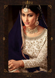 BLUE AND BEIGE INDIAN WEDDING GHARARA AND LEHENGA STYLE DRESS - Asian Party Wear