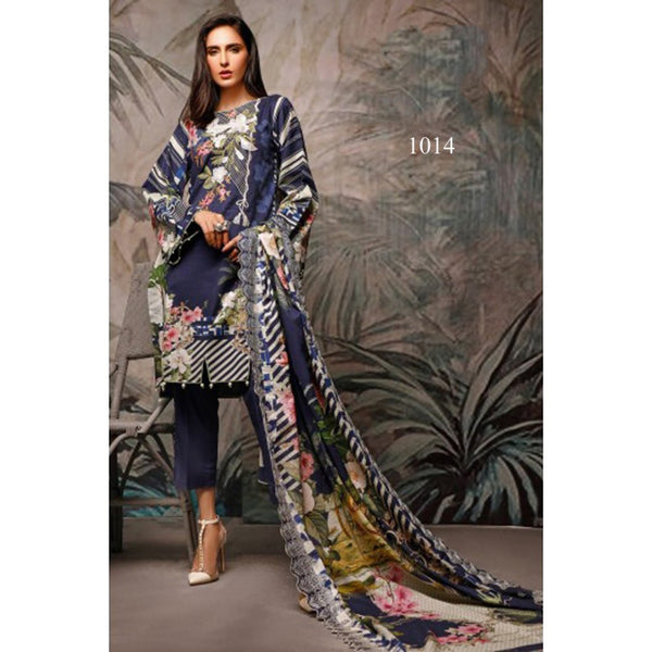 Royal Blue Printed Lawn Pakistani Salwar Suit - Asian Party Wear