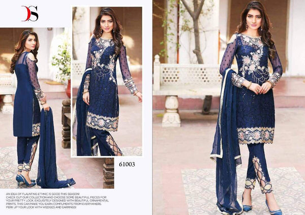 ZDS47002 BLUE NISHWA REPLICA PAKISTANI STYLE SALWAR KAMEEZ - Asian Party Wear