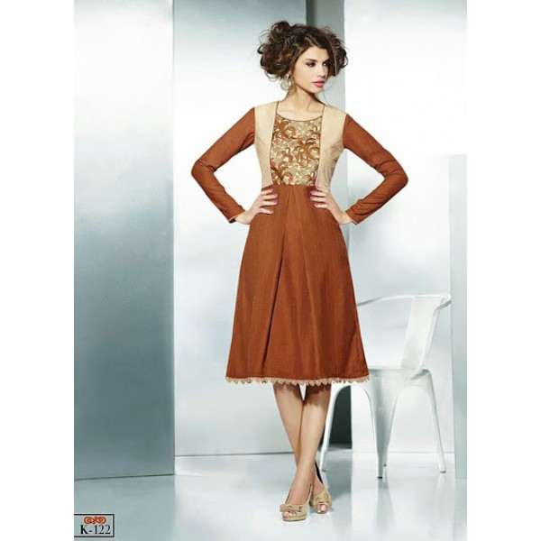 Brown ETHEREAL PASHMINA Winter Wear Indian Design Kurti - Asian Party Wear