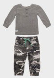 Charcoal Grey Boys Designer Top + Camo Pants Set - Asian Party Wear