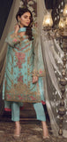 BISCAY GREEN CHIFFON EMBROIDERED LUXURY PAKISTANI STYLE SUIT - Asian Party Wear