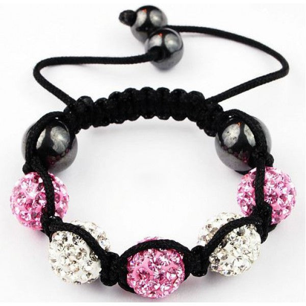 PINK CRYSTAL AND SILVER WHITE CHILDREN/KIDS/BABIES CRYSTAL BALL BRACELET - Asian Party Wear