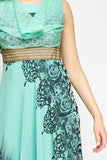 Stunning Cowl Neck Mix Print Maxi Dress - Asian Party Wear