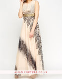 Stunning Cowl Neck Mix Print Maxi Dress - Asian Party Wear