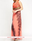 Stunning Cowl Neck Mix Print Maxi Dress - Asian Party Wear