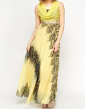 Stunning Cowl Neck Mix Print Maxi Dress - Asian Party Wear