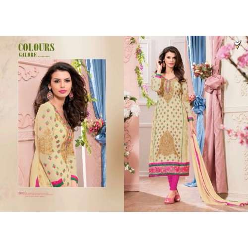 Cream Veera 3 GEORGETTE Casual Wear Salwar Kameez - Asian Party Wear