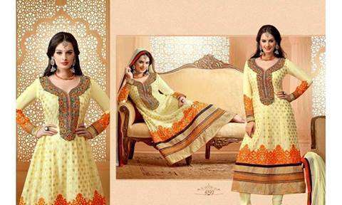 Cream Zisa Designer Party Anarkali Suit - Asian Party Wear