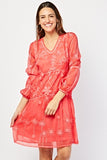 GORGEOUS  V-NECK SMOCK READY TO WEAR DRESS - Asian Party Wear