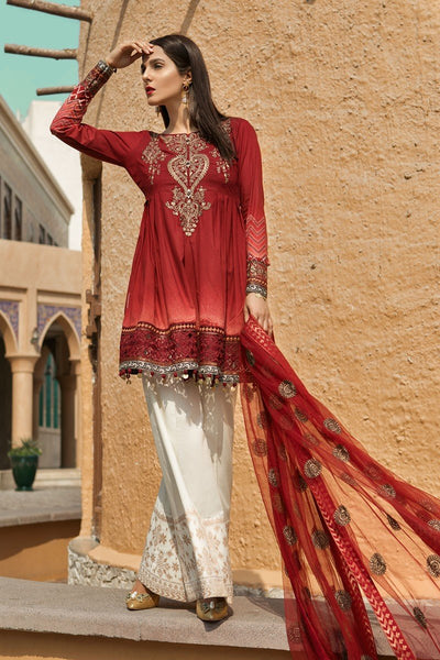 Z04B Buy Now Latest Red Maria B Voyage A’ Luxe Spring Summer Lawn Suit In UK - Asian Party Wear