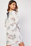 White Floral Printed Summer Wear Tunic Dress - Asian Party Wear