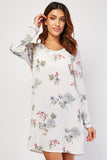 White Floral Printed Summer Wear Tunic Dress - Asian Party Wear