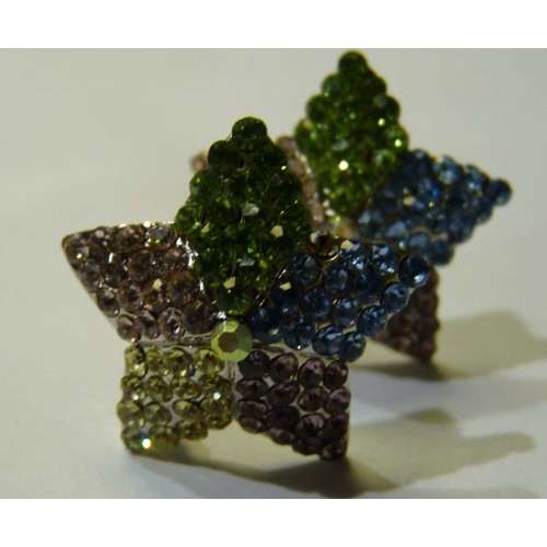 DESIGNER STYLE MULTI COLOURED STAR SHAPE CRYSTAL EARRINGS - Asian Party Wear