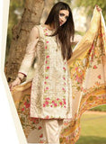 ZEA-D01 ESHA AISHA D01 PEACH BEIGE UNSTITCHED PAKISTANI POLY WOOL SHAWL SUIT - Asian Party Wear