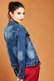 Blue Denim Girls Winter Jacket - Asian Party Wear