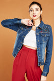 Blue Denim Girls Winter Jacket - Asian Party Wear