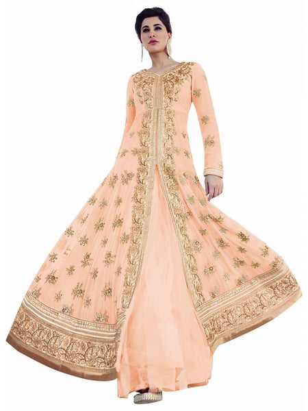 FL-7318 Peach Nargis Fakhri Dress - Asian Party Wear