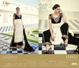 FL-7319 Black and White Nargis Fakhri Floral Designer Anarkali Gown - Asian Party Wear