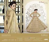 FL-7323 Gold Nargis Fakhri Floral Designer Anarkali Gown - Asian Party Wear