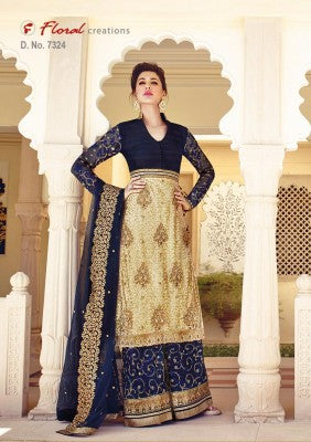 FL-7324 Blue And Gold Nargis Fakhri Dress - Asian Party Wear