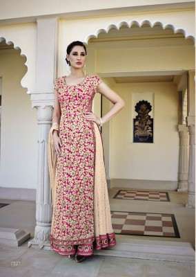 FL-7327 Beige And Pink Nargis Fakhri Dress - Asian Party Wear