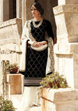 FL7310 BLACK FLORAL STRIAGHT CUT STYLE VELVET SUIT - Asian Party Wear