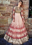 FL7350 PEACH GEORGETTE FLORAL ANARKALI SUIT - Asian Party Wear