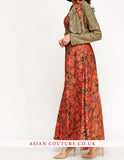 Floral Contrast Metallic Bolero Dress - Asian Party Wear